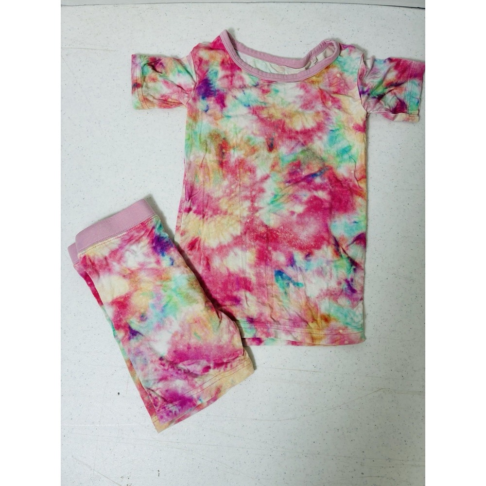Little Sleepies Shorts 2pc Pj Set Girls 3T Tie-dye Bamboo